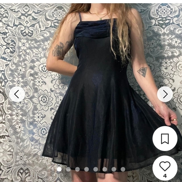 All that Jazz Dresses & Skirts - Vintage All That Jazz Dress Black Blue Women Metallic Mini Fit Flare Whimsigoth